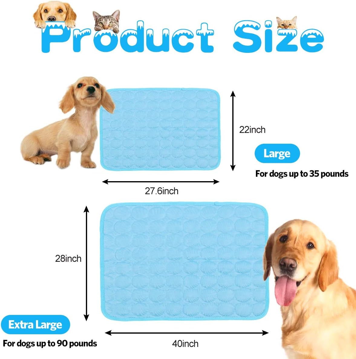 Dog Cooling Mat Pet Cooling Pads Dogs & Cats Pet Cooling Blanket for Outdoor Car Seats Beds (22IN*28IN)