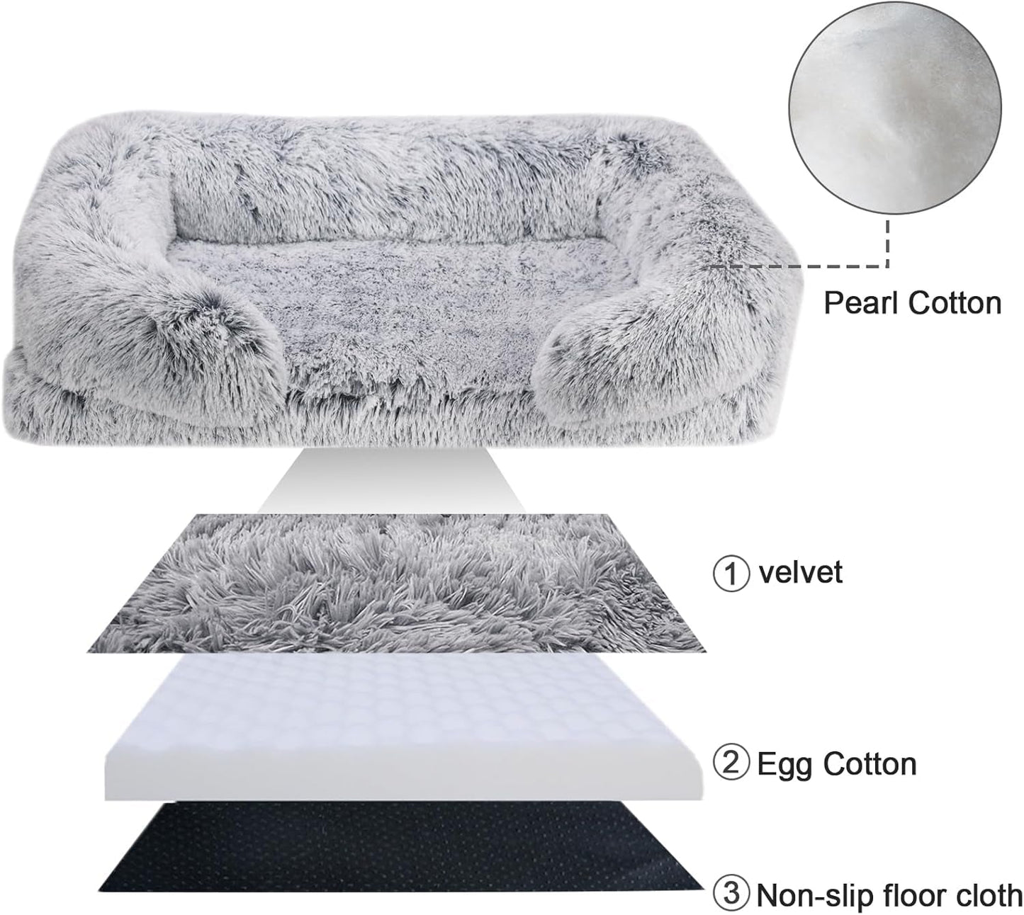 Large Dog Bed, Orthopedic Pet Bed Dog Bed for Medium Large Dogs, Anti-Slip Bottom and Egg-Crate Foam with Washable Removable Cover