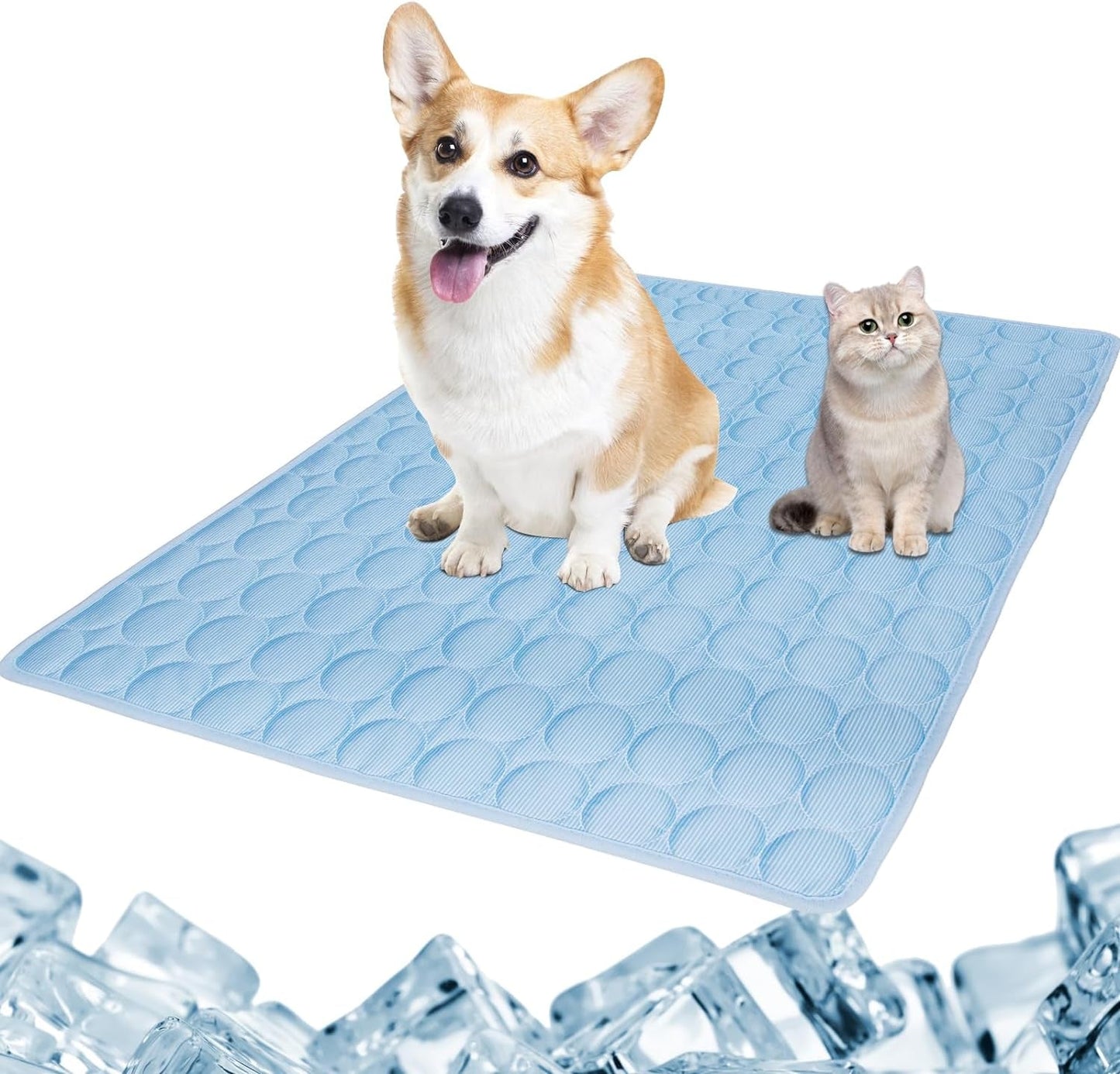 Dogs Cats Pet Cooling Mat, Summer Dog Cooling Pads Summer Sleeping Kennel Mat, Cooling Mat for Dogs Non-Slip for Indoor or Outdoor, Blue XL