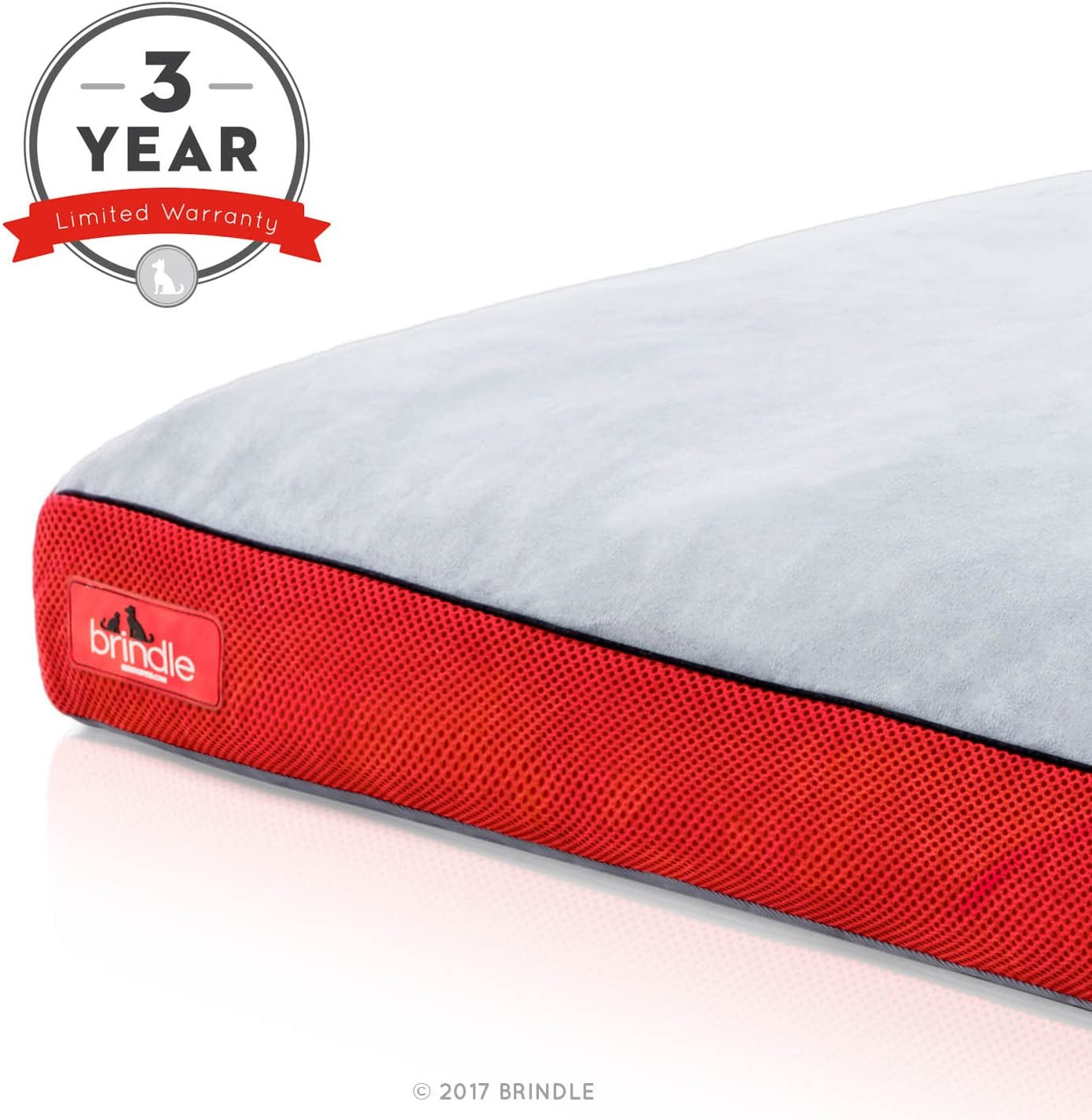 Brindle Shredded Memory Foam Dog Bed with Removable Washable Cover-Plush Orthopedic Pet Bed - 17 X 11 Inches - Red