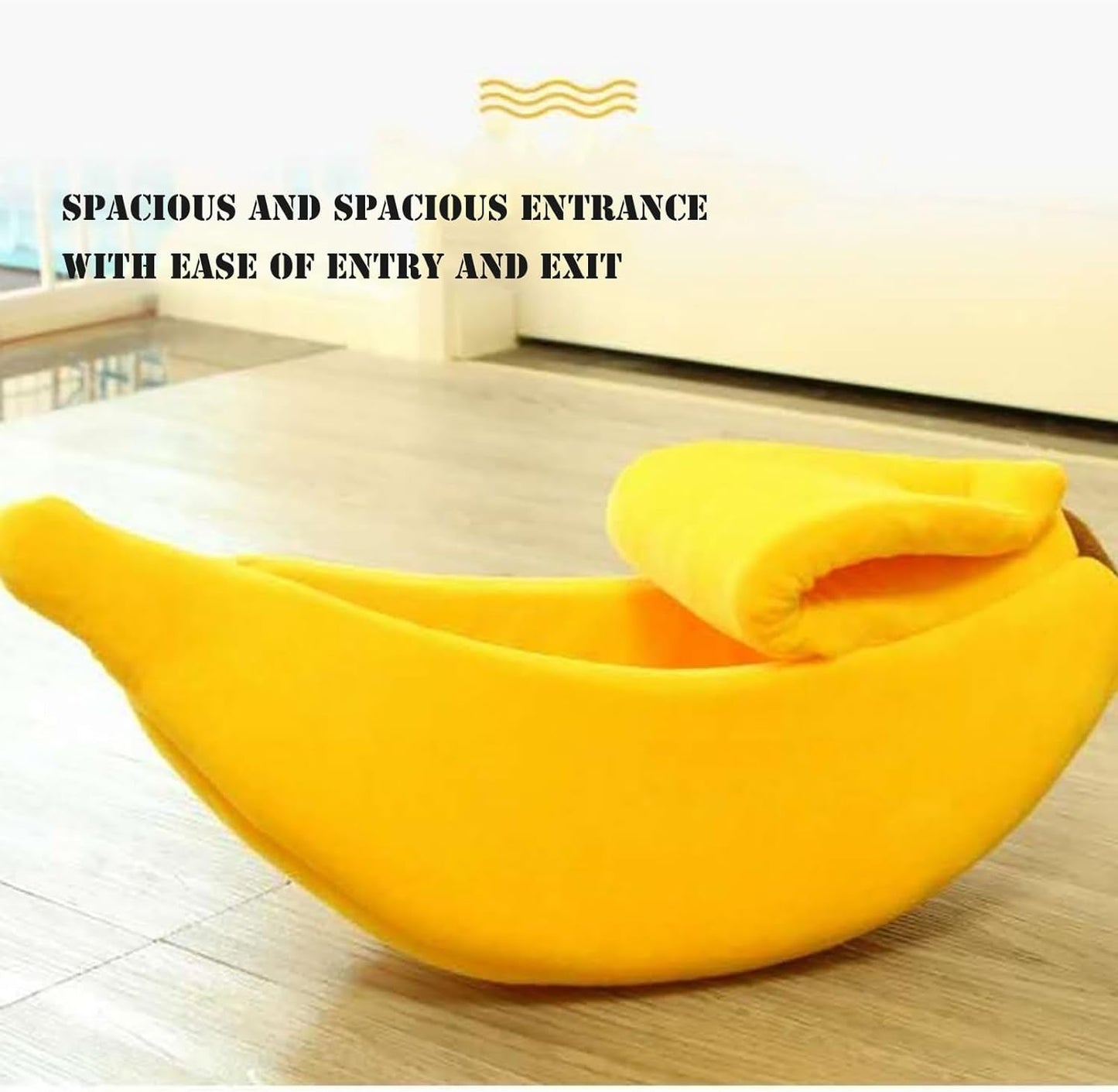 Creative Banana Shape Pet Dog Cat Bed, Cute Banana Bed for Dog Cat Self-Warming Winter Bed Mat Pet Supplies for Puppy Kitten (S)