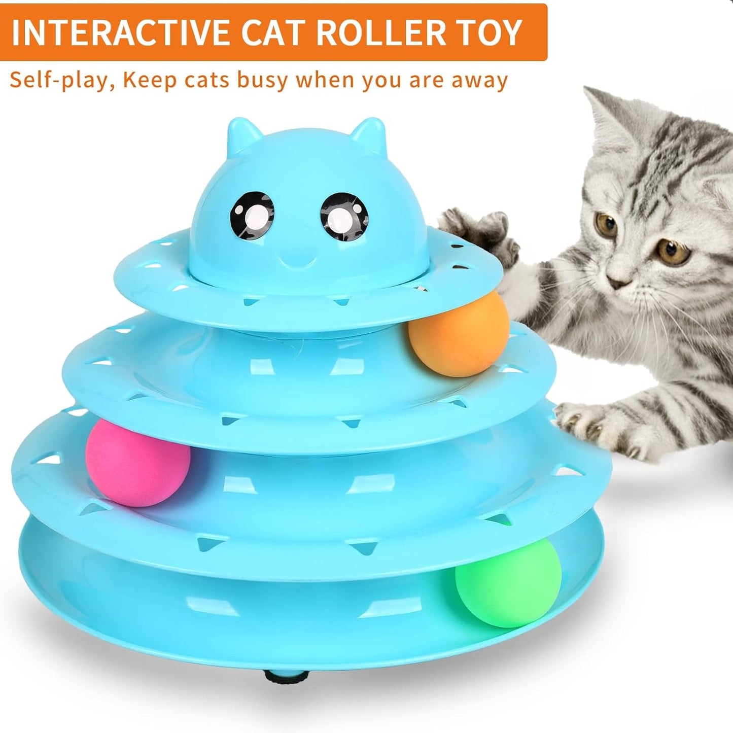 14 PCS Cat Toys Kitten Toys Set Interactive for Indoor Cats,Including Cat Toys Balls,Crinkle Balls,Cat Wand,Cat Mouse Toys