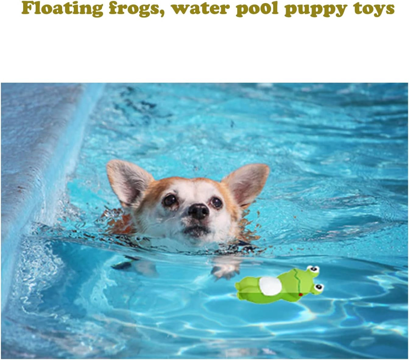 4 Cute Frog Puppy Squeak Toys Latex Float Water Pool Dog Toys Squeaky for Small Breed Soft Fetch Interactive Play Pet Toys, Green