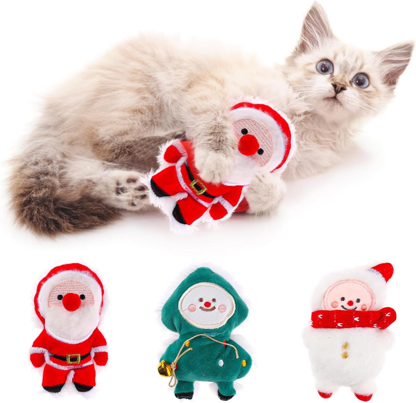 3Pcs Christmas Catnip Toys Cat Chew Toy Bite Resistant Catnip Toys for Cats Catnip Filled Cat Teething Toy Festive Holiday Cat Lover Gift