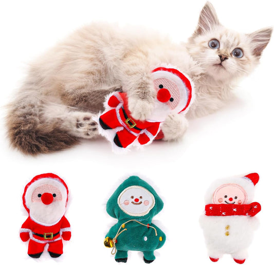 3Pcs Christmas Catnip Toys Cat Chew Toy Bite Resistant Catnip Toys for Cats Catnip Filled Cat Teething Toy Festive Holiday Cat Lover Gift