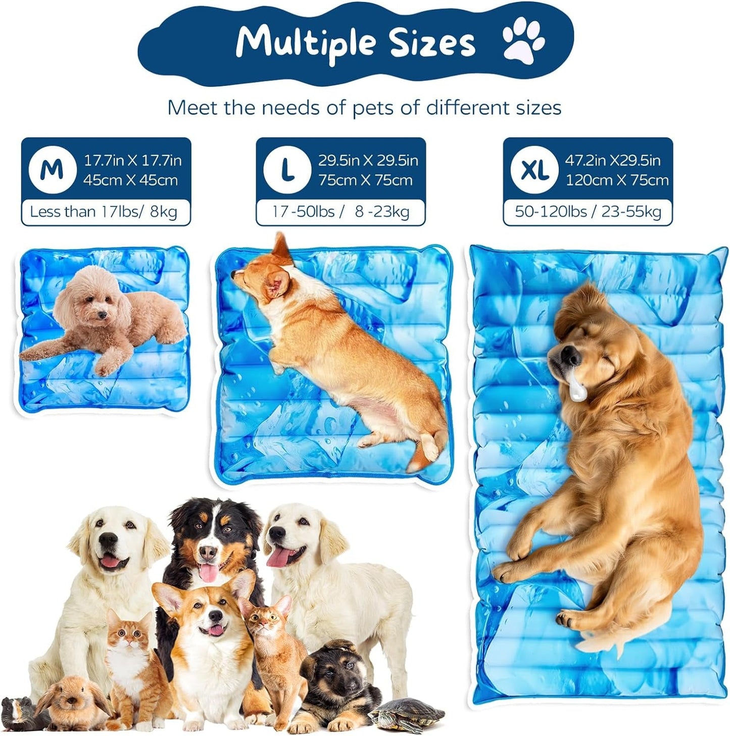 Dog Cooling Mat,Pet Cooling Mat for Dogs and Cats,Easy Washable,Suitable for All Types of Pets,Summer Keep Your Pet Cool (47.2X29.5In)