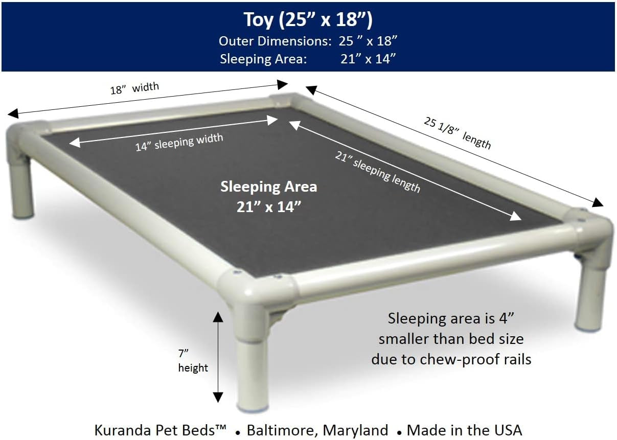 Kuranda Chewproof Bed - Almond PVC - 25" X 18" - Heavy Duty Vinyl - Smoke