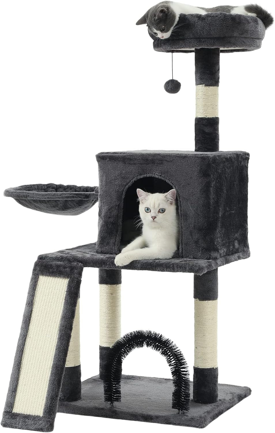 HOOPET Cat Tree,44 Inches Cat Tower for Indoor Cats, Multi-Level Cat Activity Center with Scratching Posts&Board， Extra Large Viewing Perch, Cozy Napping Hammock, and Privacy Condo for Kittens/Cats