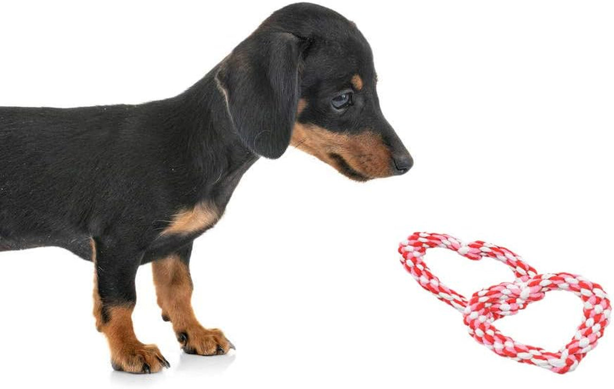 3PCS Valentine'S Day Dog Rope Toys Heart Shaped Durable Chew Toy for Small to Medium Dogs