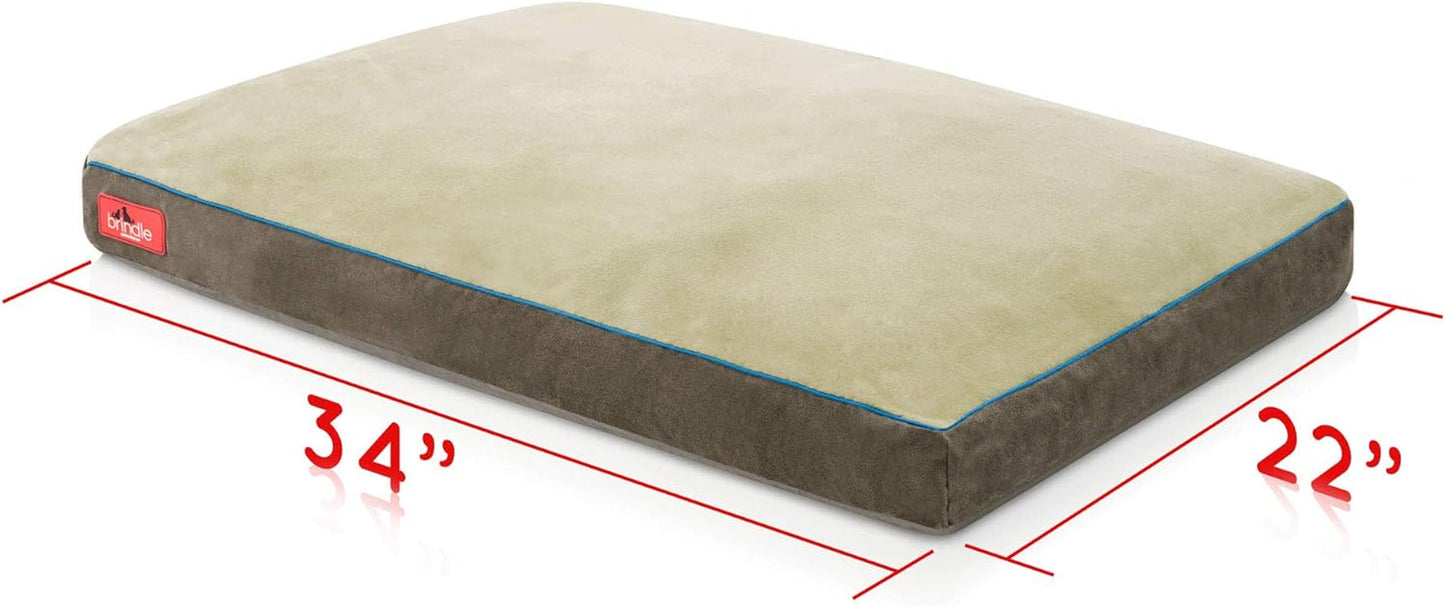 BRINDLE Khaki Shredded Memory Foam Pet Bed - Pet Essentials - Orthopedic Design - Pet Crate Compatible - Machine Washable Cover - Indoor Pet Bed for Dogs, Puppies, Cats, and Rabbits - Size Medium