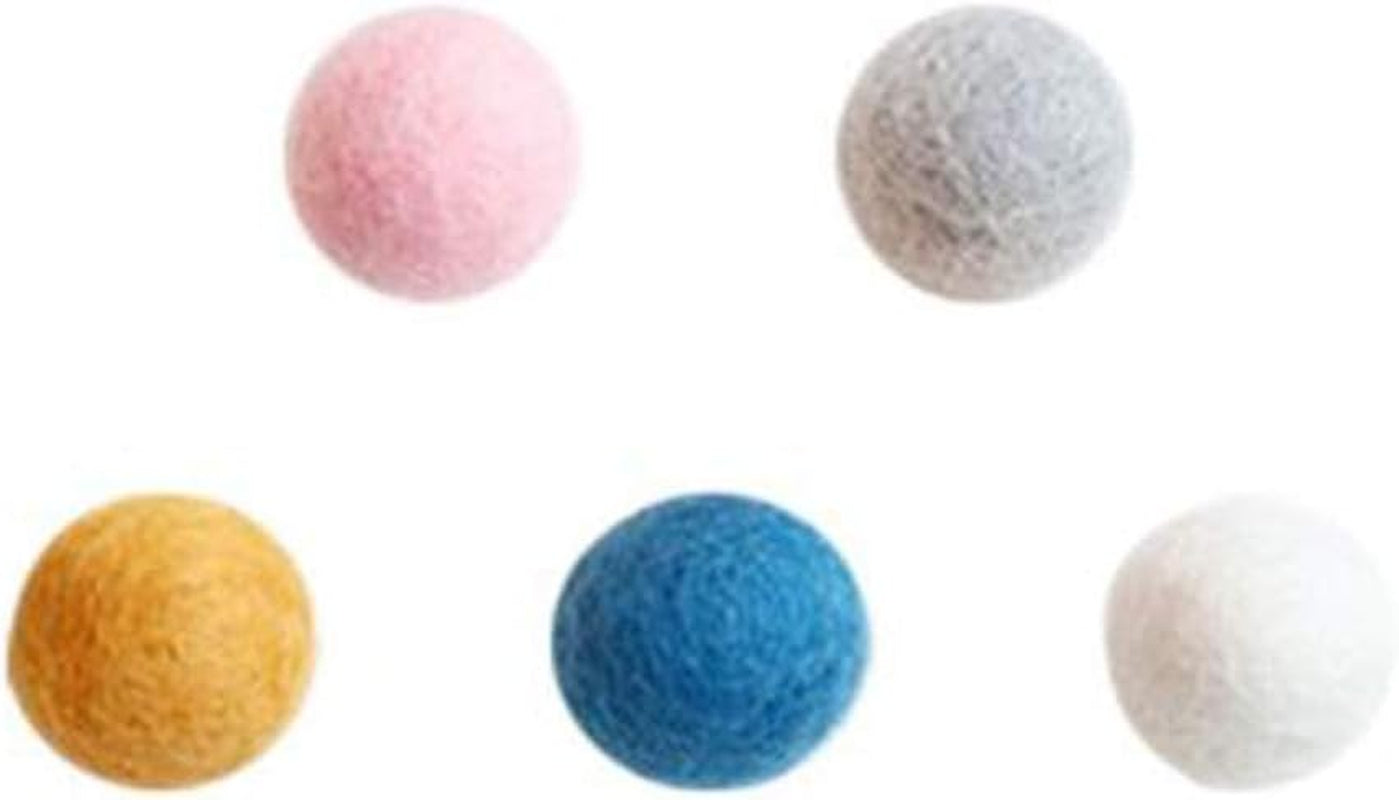 100% Wool Cat Small Dog Ball Toy 5-Pcs, Felt Ball Toys for Cats and Kittens Lover, 5 Colorful Soft Quiet Felted Fabric Balls, Craft Supplies Furry Balls (1Pack)