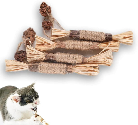 4 Pack Silvervine Chew Sticks Cat Toy for Indoor Cats Interactive Silvervine Sticks for Cats Catnip Toys for Indoor Cats Chew Toy for Cat Teeth Cleaning Kitten Teething