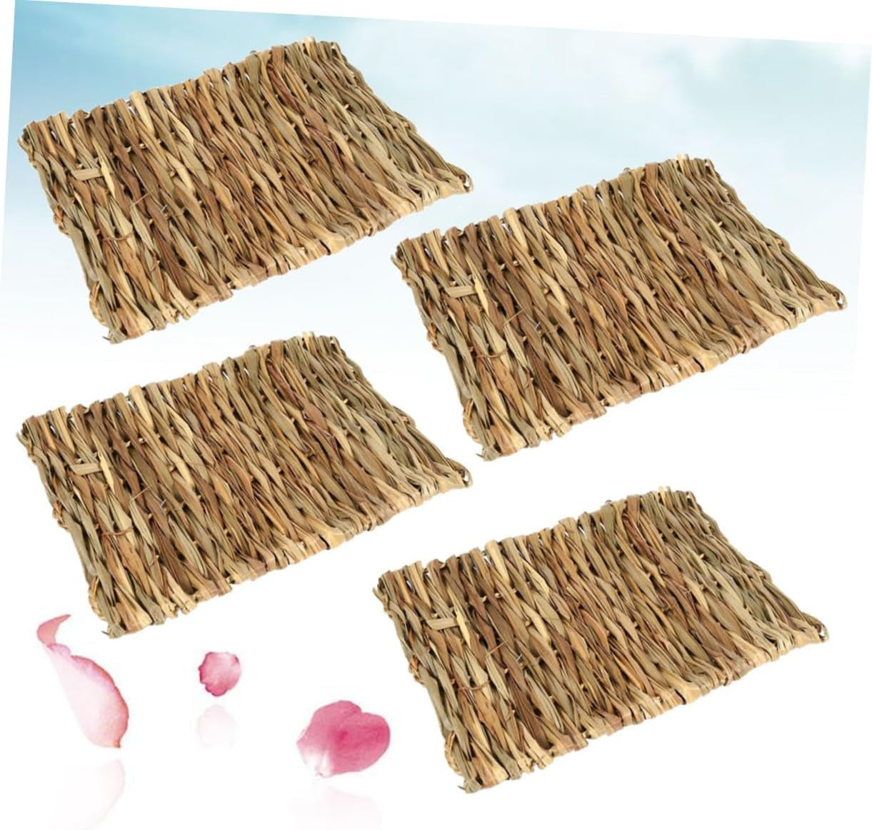 Yardwe 4Pcs Hamster Dry Grass Mat Hamster Grass Mat Hand Woven Straw Mat Small Pets Nest Net