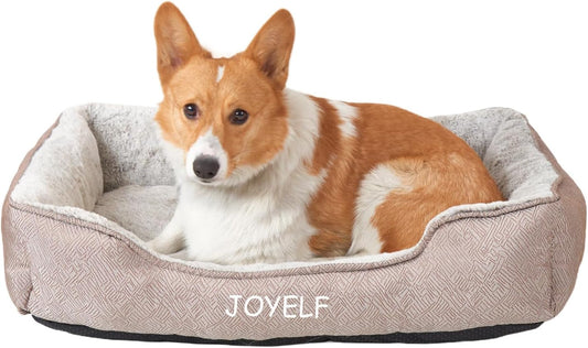 JOYELF Dog Bed Washable Calming Pet Bed, anti Anxiety Cat Bed & Sofa, Cute Plush Pet Bed for Medium Dog and Cat - Medium Rectangle