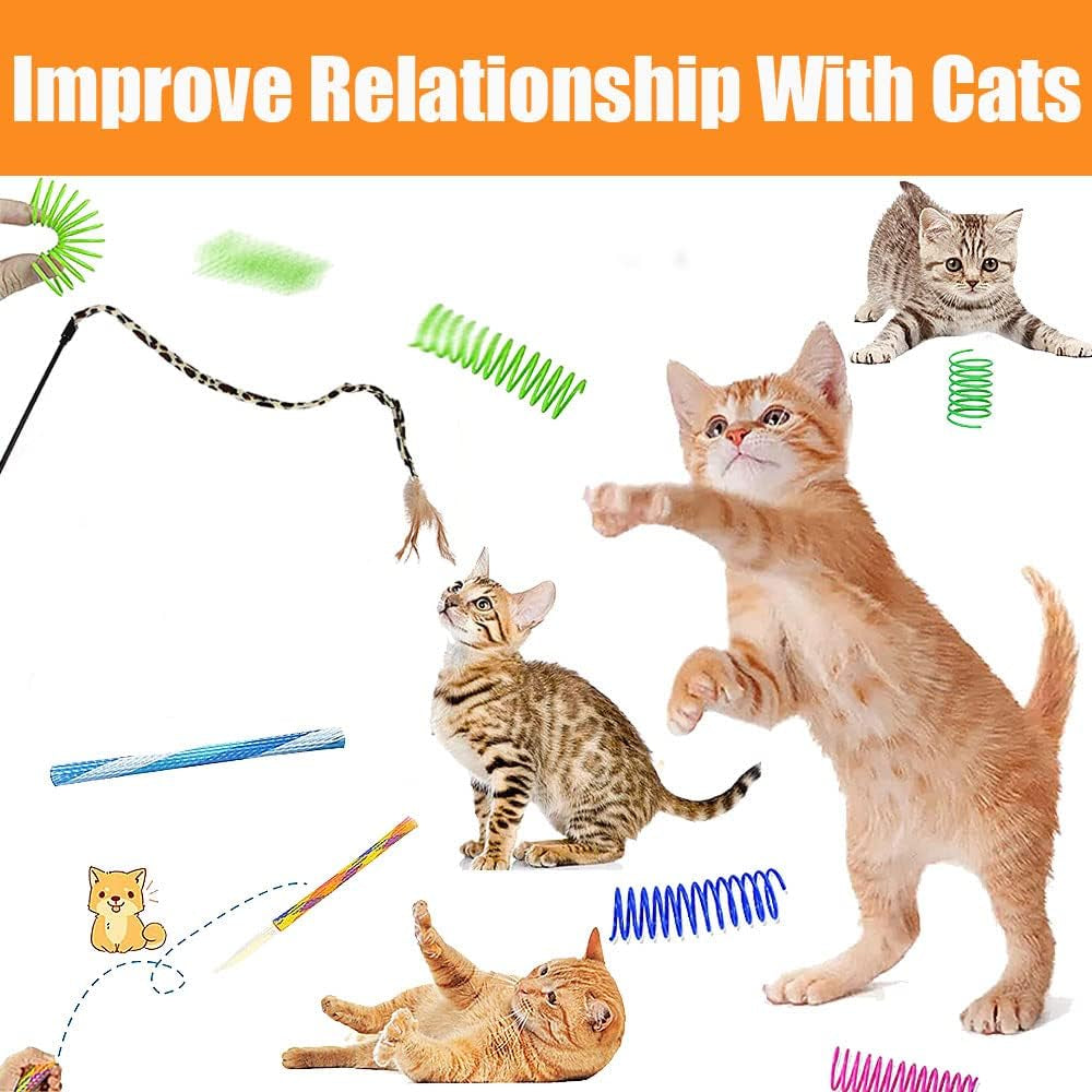 22 Pcs Cat Toys for Indoor Cats Kitten, Cat Tunnel Mouse Toy, Kitten Toys Cat Feather Teaser Wand Spring Toy