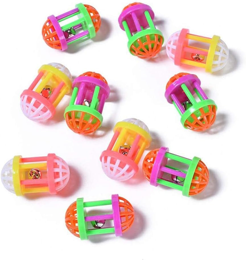 10 Pack Pet Toy Bell Six-Column Grid Bell Cat Toy Pet Cat Toy Bell Ball Plastic Ball Parrot Parrot Rabbit Cat Dog Toy Ball Color Bird Bell Ball (Size : 7.54Cm)