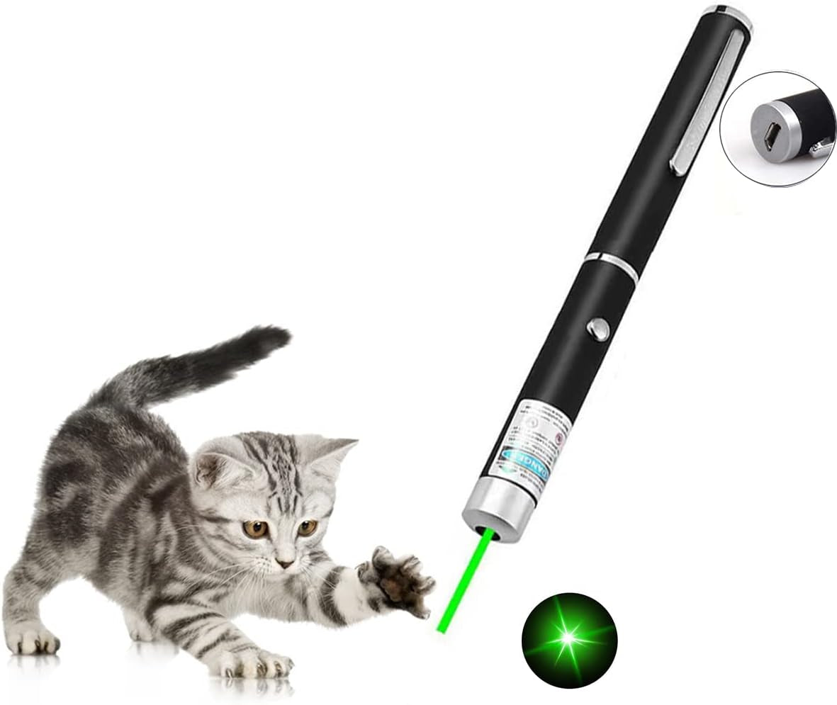 3Pcs Cats Toys Lazer Pointer USB Rechargeable Green Red Blue Light Lazer Presentation Remotes for Indoor Classroom Interactive Teaching (Mixed Color, USB 3 Pack)