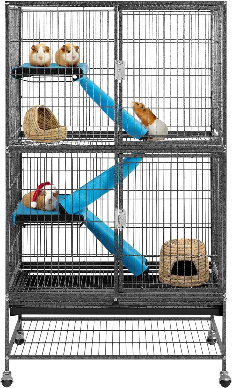 Yaheetech Metal Rolling Critter Nation Cage for Adult Rats/Ferrets/Chinchillas Small Animal Cage W/Removable Ramp & Platform Black