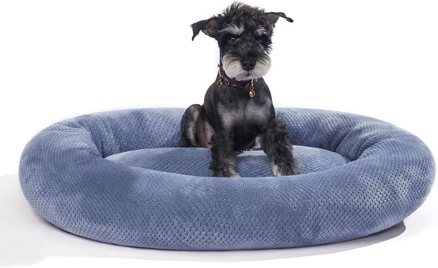 Jiupety Bagel Dog Bed for Small Medium Dogs,Calming Washable Puppy Cat Bed Indoor,Cozy Anti-Anxiety round Dount Pets Beds,Purple L