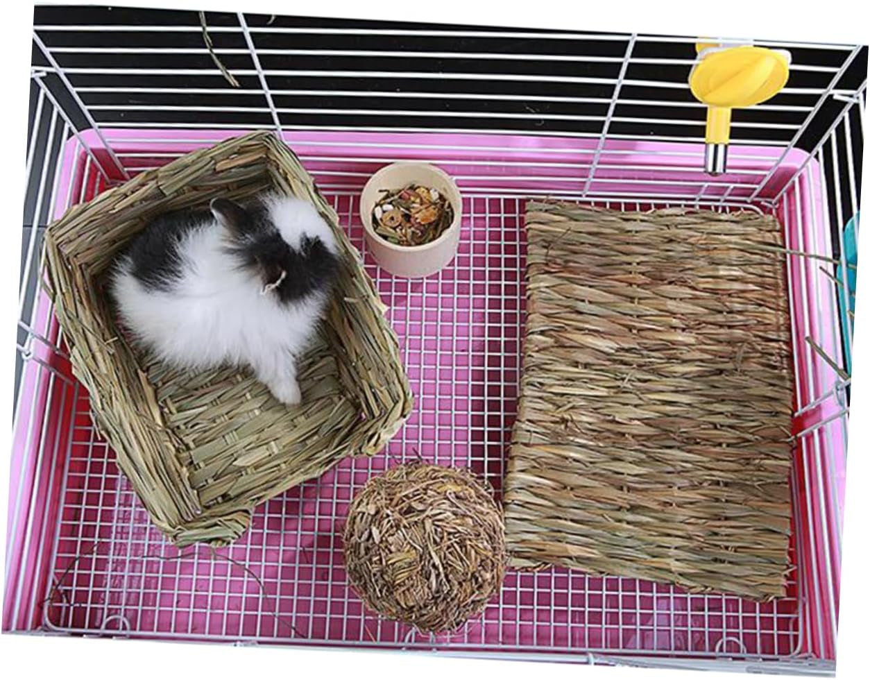 Yardwe 4Pcs Hamster Dry Grass Mat Hamster Grass Mat Hand Woven Straw Mat Small Pets Nest Net