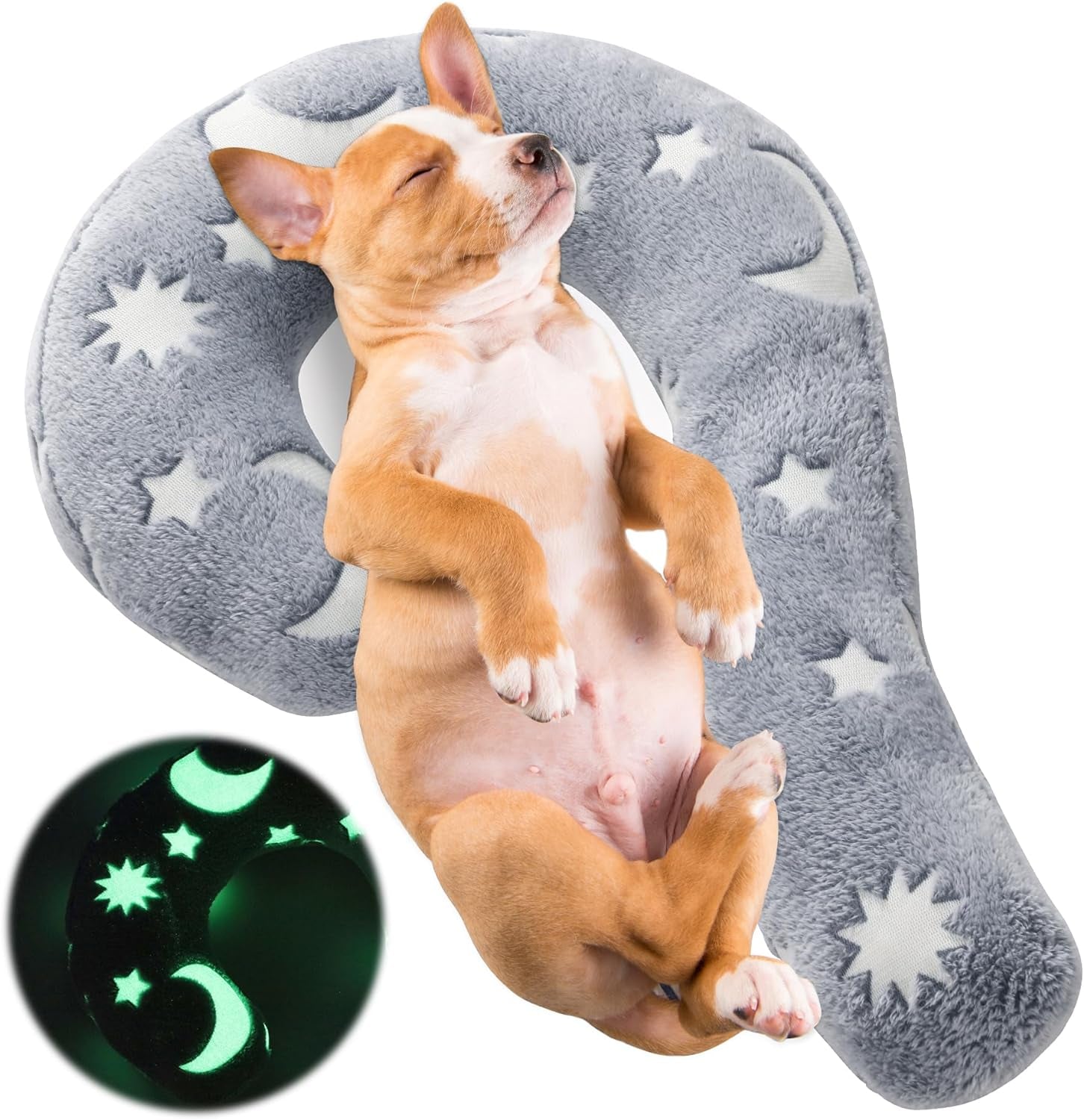 Glow-In-The-Dark Dog Pillow,Question Mark Dog Calming Pillow for Anxiety Relief,Machine Washable Dog & Cat Pillow Training Toy for Joint Relief, Better Sleep