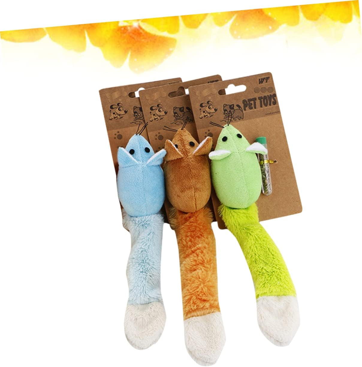 3Pcs Interactive for Cats Long Tail Cat Teaser Scrump Plush Themberchaud Plush Cat Plush Plush Mouse for Cat Vocalize Cat Mouse