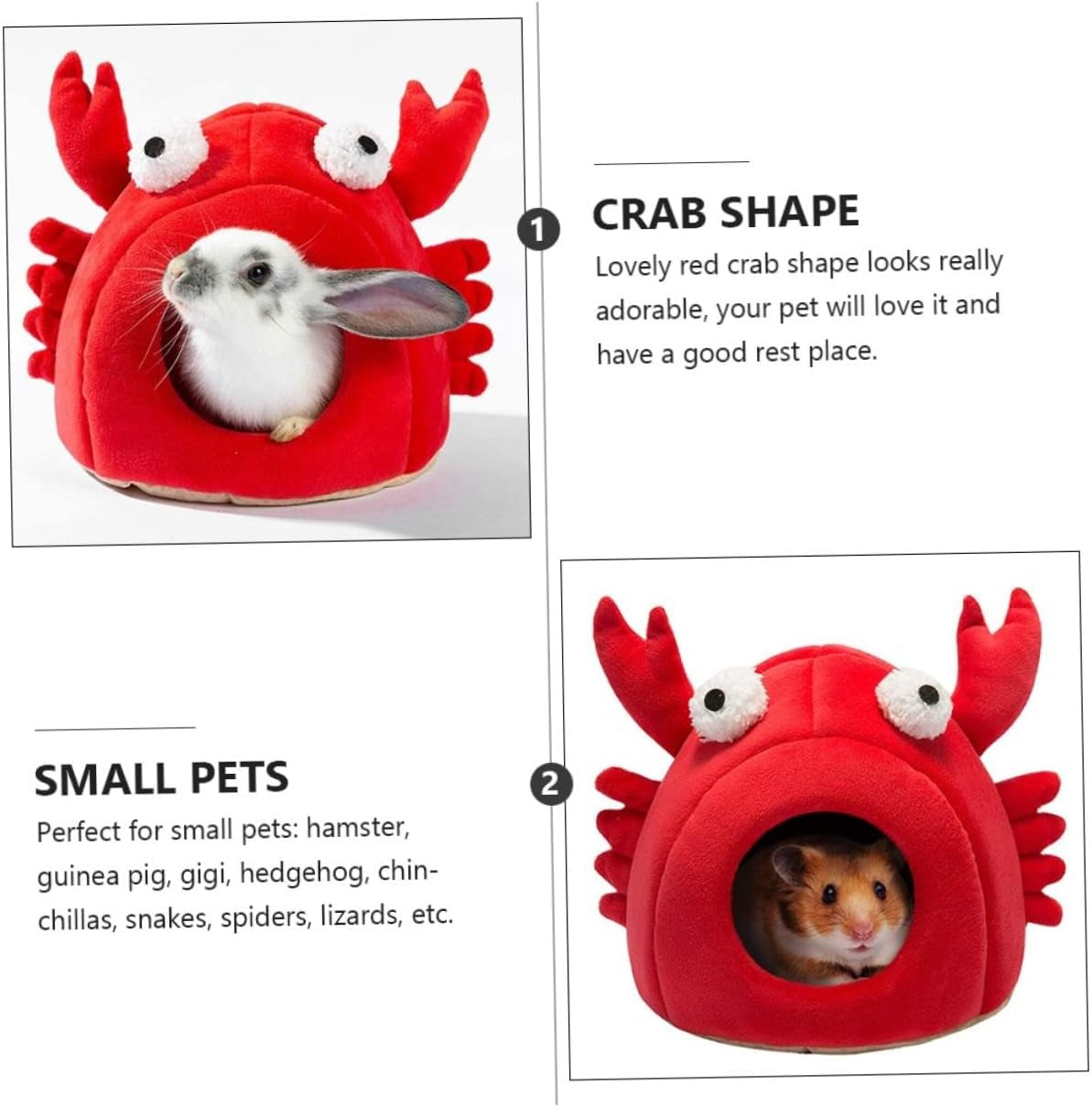 1 Pc Little Pet Crab Nest Guinea Pig Bed Hedgehog Hideout Crab Cat Bed House Small Pet Cotton Dog Sofa Pet Huts Dog Cozy Bed Samll Pet Nest Cat Nest Red Cloth Autumn and Winter