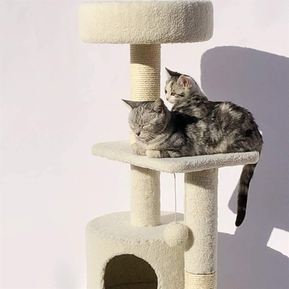 Multi-Level Cat Tree Cat Tower for Indoor Cats, Tall Plush Perch with Spacious Cat Condos, Cat Furniture with House for Rest & Fun