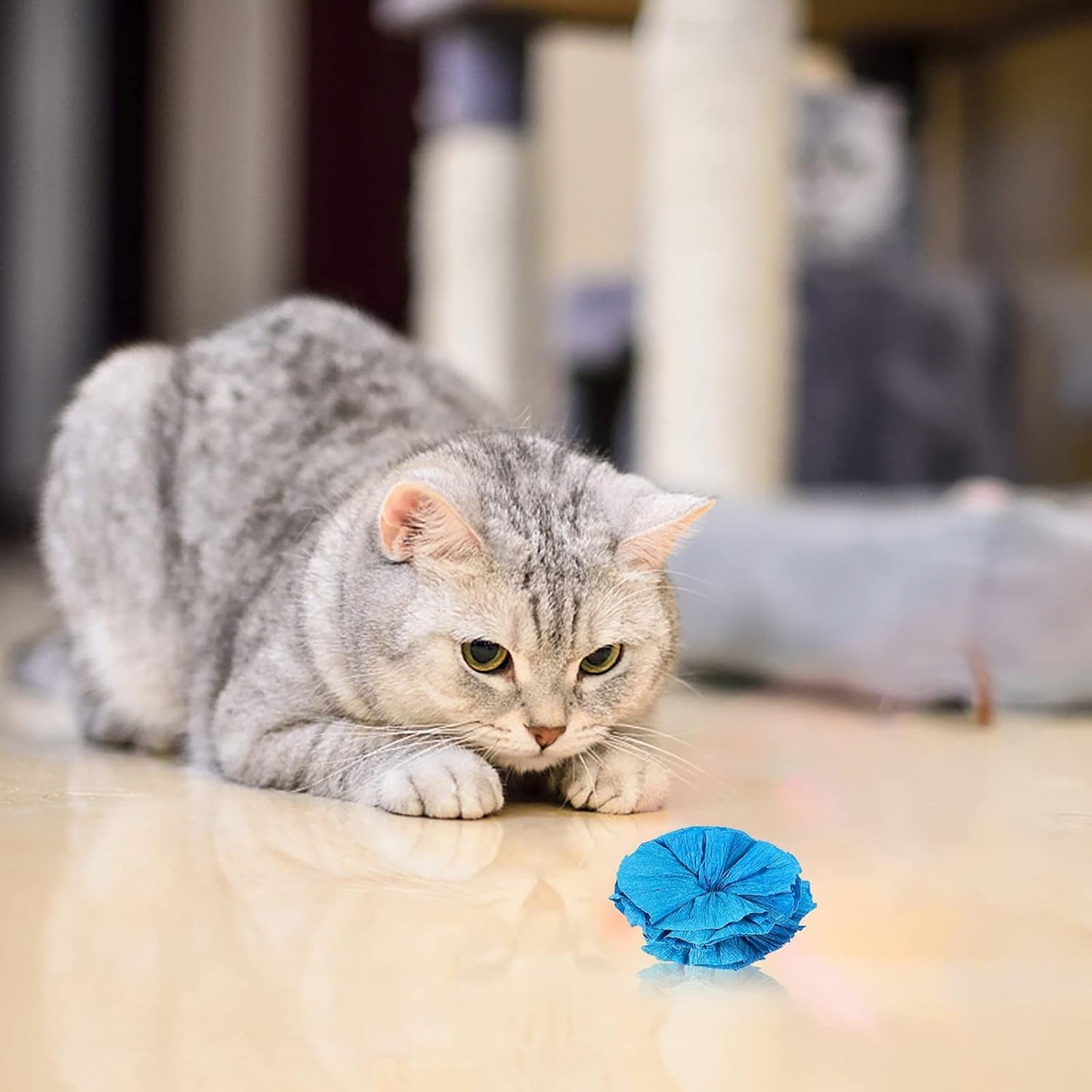 12Pcs Cat Crinkle Balls Toys Cat Paper Ball Toy Colorful Kitten Chewing Ball Kitten Biting Ball for Pet Interactive Supplies - Random Color