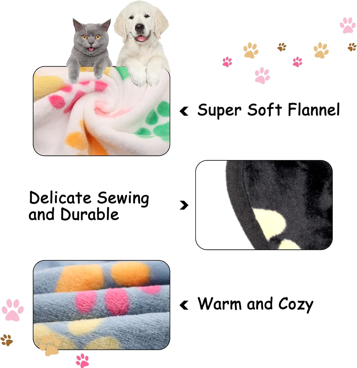 3 Pack Dog Blankets for Large Medium Small Dogs, Super Soft Warm Fluffy Flannel Pet Blanket for Puppy, Black, Grey, and White Cat Blanket, 30 * 20 Inches