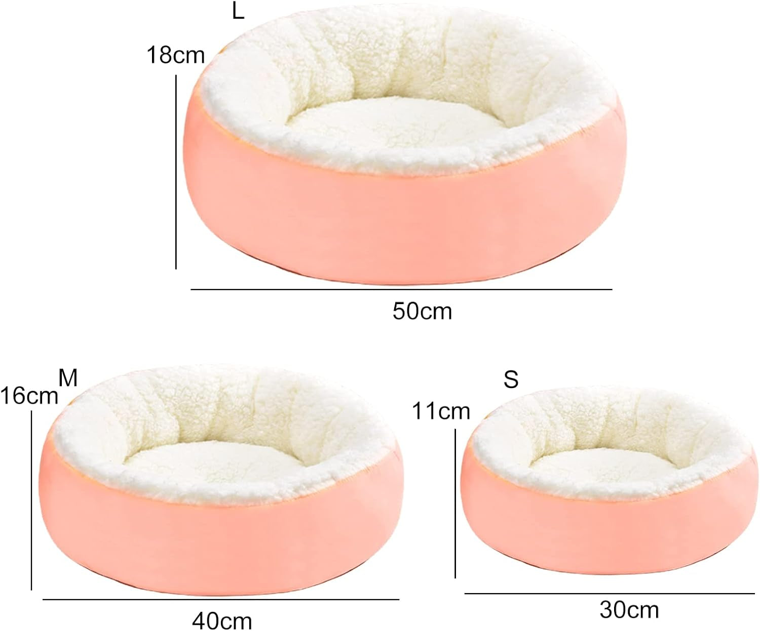 Calming Dog Bed Cat Cushion Bed, Lamb Velvet Warming Pet Bed, Comfortable Cuddler round Bed for Small Medium Dogs Cats House Indoor Sleeping Bed Pink S