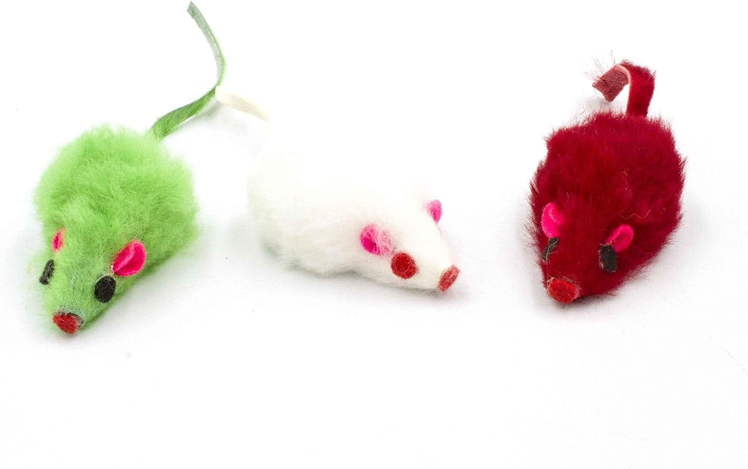 20 Merry Christmas Festive Holiday Cat Mice Toys with Catnip and Rattle Sound Made of Real Rabbit Fur Interactive Catch Play Mouse Toy for Cat, Pack of 20 Mice