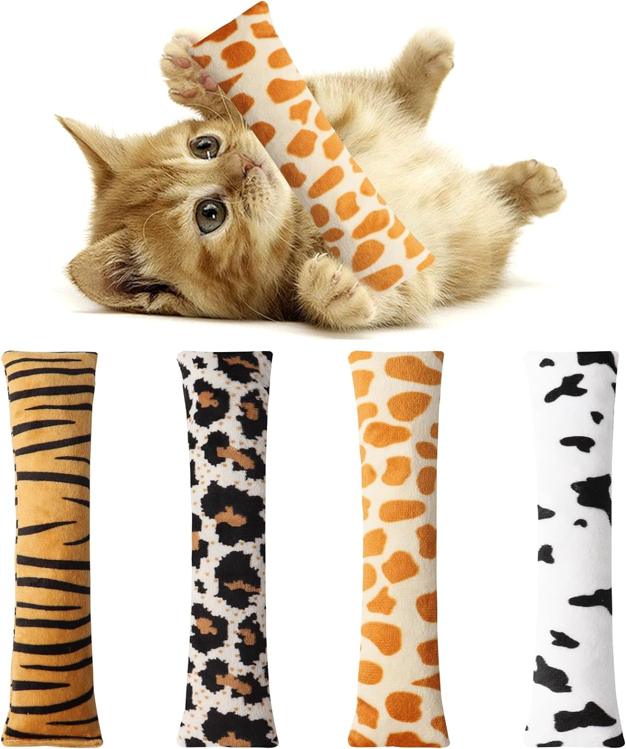 4 PCS Cat Kicker Toys Catnip Toys with Crinkle Sound Cat Catnip Pillow Toys Cat Toys with Catnip for Indoor Cats Chase Entertain and Exercise