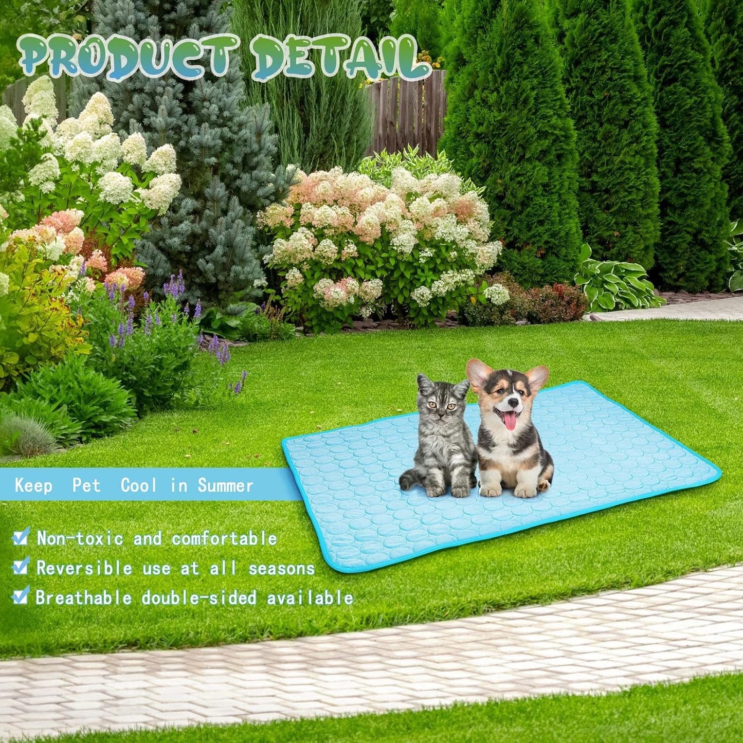 3 Pack Cooling Pad for Dog 40 X 28 in Summer Washable Dog Cooling Mat Sleeping Pad Water Absorption Top Breathable Pet Blanket Crate Pad Portable for Small Medium Large Pet Outdoor or Home Use, Blue