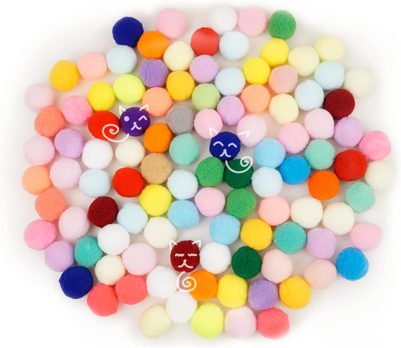 30/60/100Pcs 3Cm Premium Colorful Cat Toy Balls - Soft Kitten Pom Pom Toys - Lightweight and Small Easily Paw for Indoor Cats Interactive Playing Quiet Ball Cats