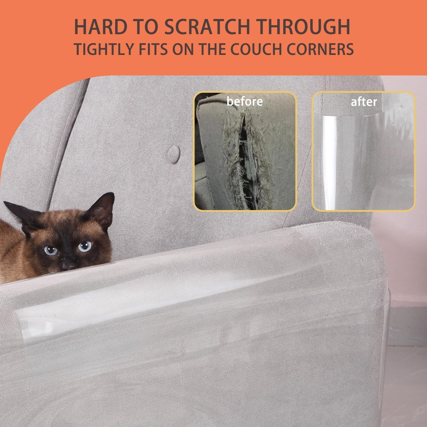 10 PCS Furniture Protectors from Cats, Clear Self-Adhesive anti Cat Scratch Deterrent, Couch Protector for Cats, Cat Sofa Cat Sofa Protector, Strong, Cat Deterrent Accessories