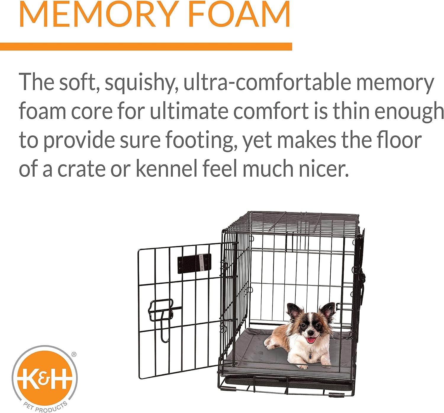 K&H Pet Products Memory Foam Crate Pad Gray X-Small 14 X 22 Inches