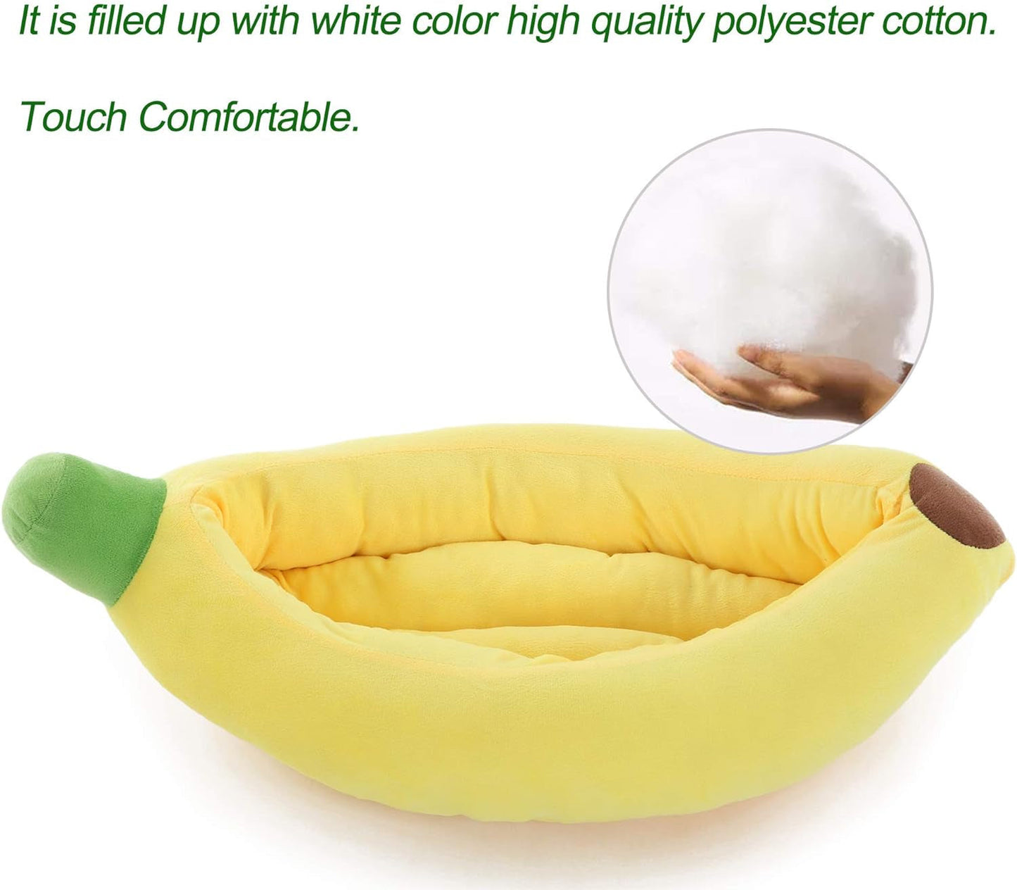 Dog Bed Cat Bed Pet Bed Comfortable and Washable in Banana Shape and Color W/Removable Cushion