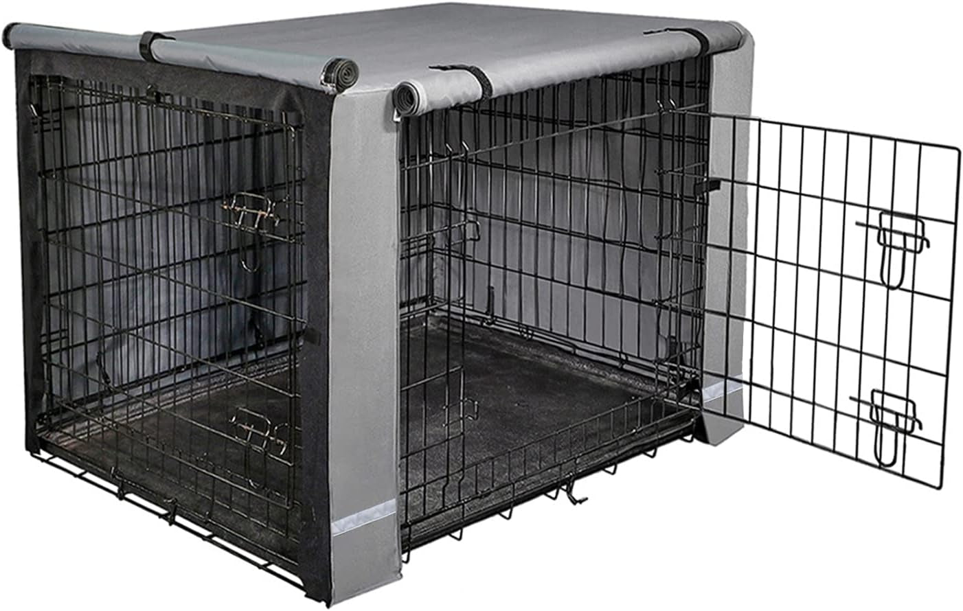 Yotache Dog Crate Cover for 36" Medium Double Door Wire Dog Cage, Lightweight 600D Polyester Indoor/Outdoor Waterproof & Windproof Pet Kennel Covers, Gray | NO Wire Crate