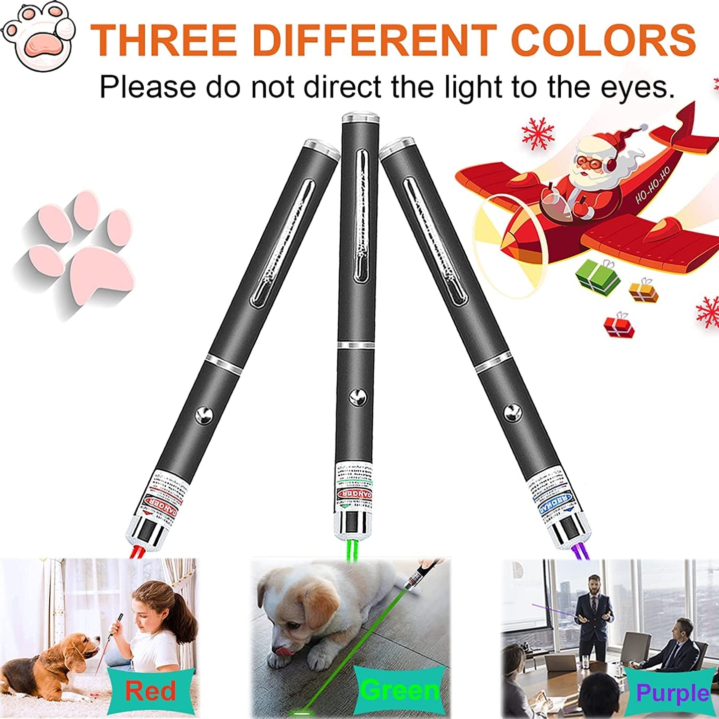 3 Pack Cat Laser Pointer for Cats Dogs, Laser Pointer Cat Toy for Indoor Chaser Cats Dog Pet Laser Cat Toy Laser Pointer Pen Cat Laser Light Pointer, Aaa Battery Powered (Not Included in the Package)