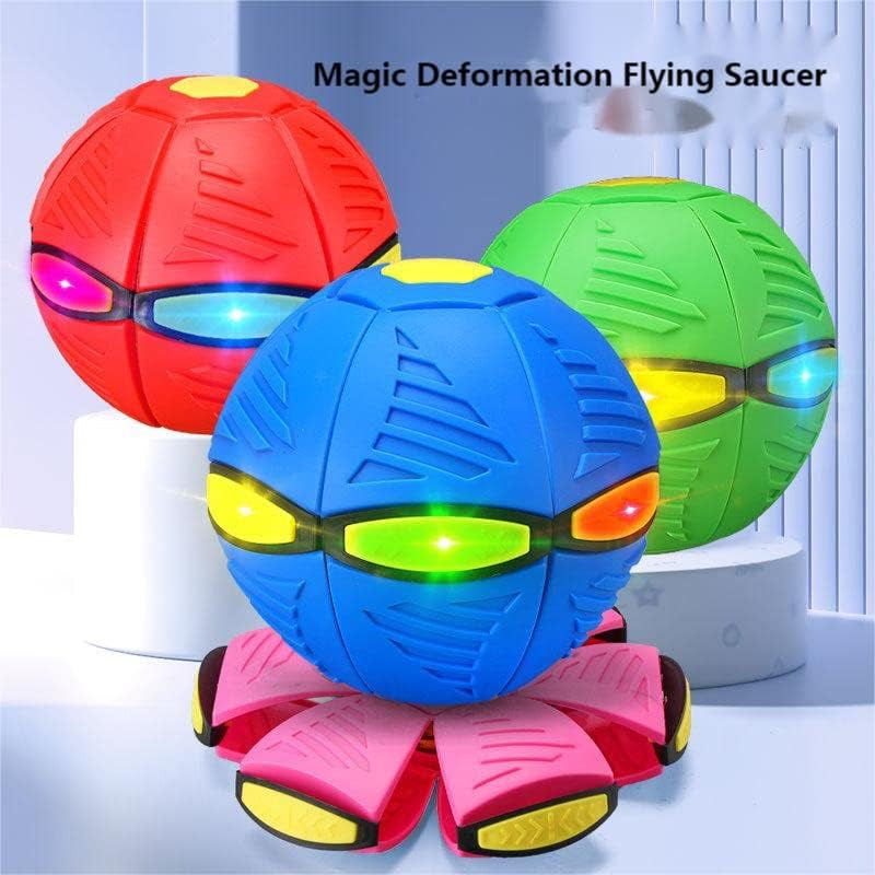 2023 New Pet Toy Flying Saucer Ball,Strange Magic Flying Saucer Ball Flying Saucer Dog Toy,Light-Emitting Venting Stomp Ball for Dogs Adult Cats (No Lights, Blue)