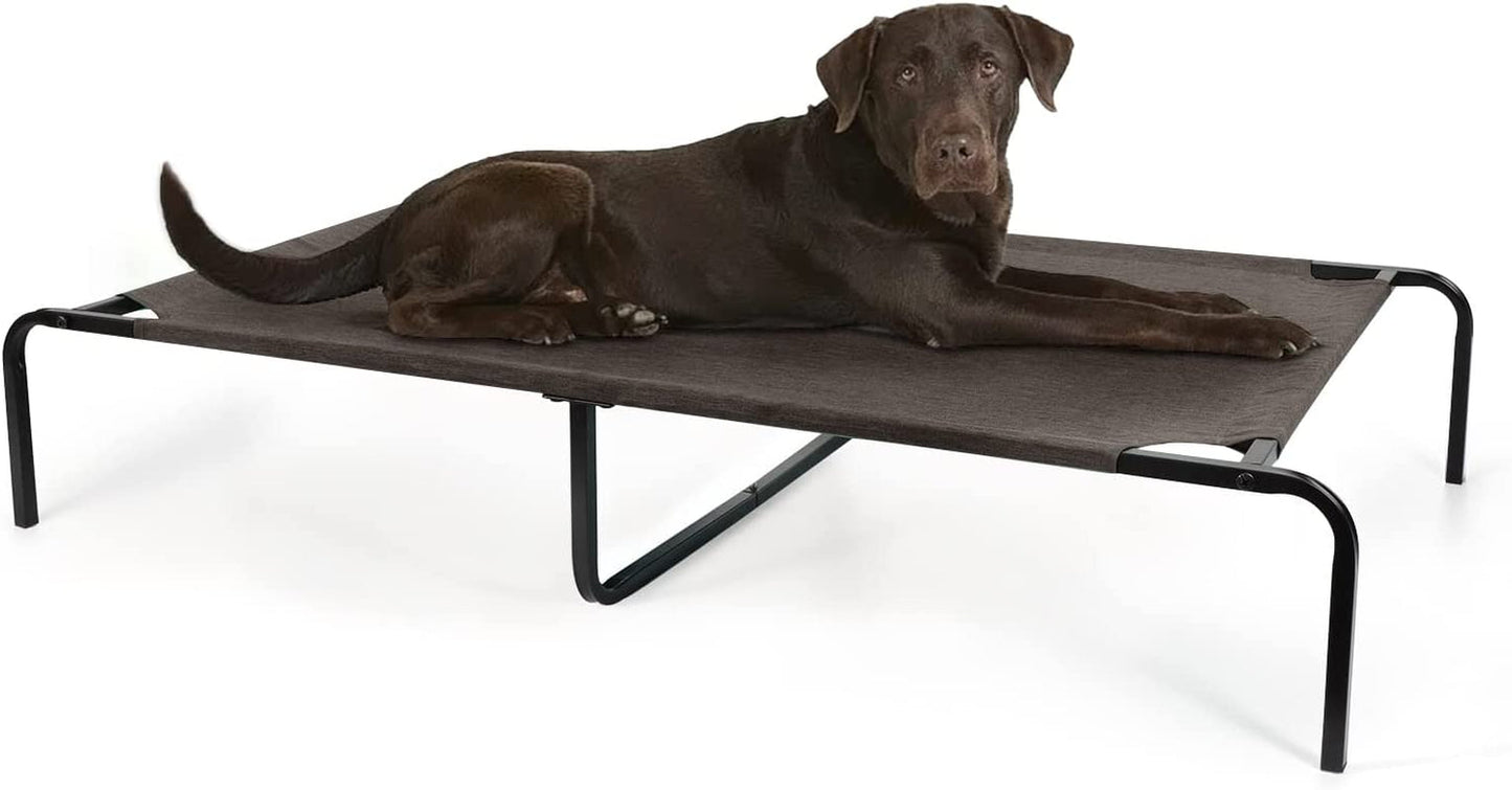 Elevated Dog Bed, Cooling Outdoor Raised Dog Pet Cot for Small Dogs Portable Waterproof Puppy Cots Beds with Washable Mesh for Indoor, Outdoor, 44In, Dark Brown