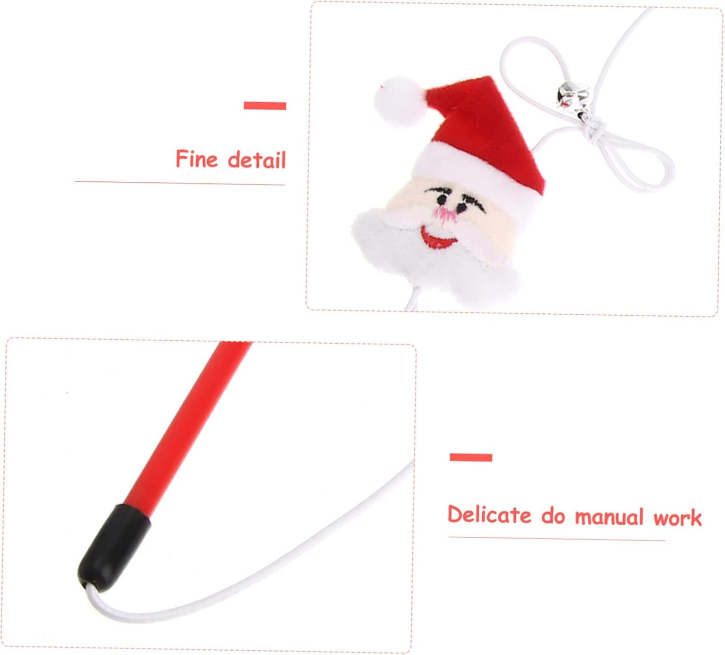 2Pcs Cat Teaser Cat Wand Toys Cat Catcher Christmas Stocking Decorations Cat Exerciser Wand Santa Claus Cat Toys Cat Chasing Wand Cat Teasing Toy Cat Wands Kitten Elder Pp Stick