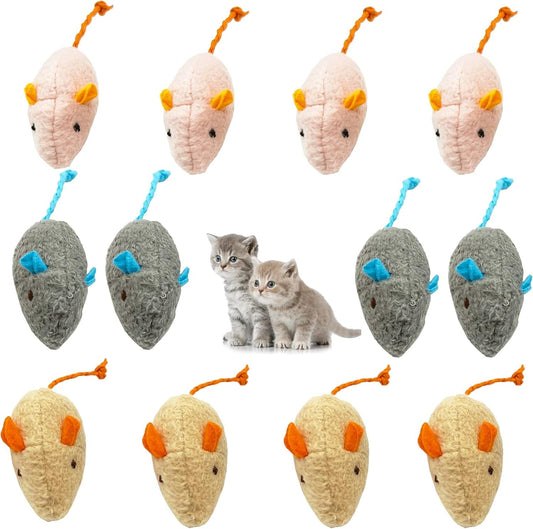 12PCS Interactive Cat Toy Cat Mouse Toys Fake Mouse Toy for Cats Catnip Toys for Indoor Cats - Mouse Cat Toy