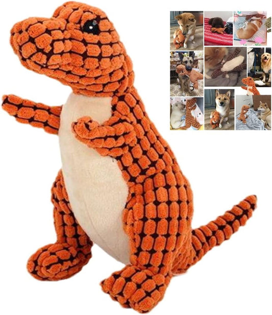 2023 New Indestructible Robust Dino, Durable Interactive Robustdino Dog Toy, Squeaky Dog Toys for Aggressive Chewers, Soft Dog Toys, Unbreakable Stuffed Plush Dog Toys Aggressive Chewers (A ORANGE)