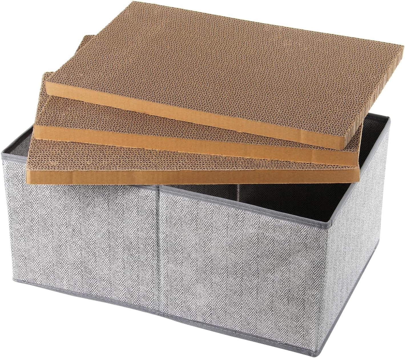 Kichwit Large Cat Scratching Pads, 3Pcs Cat Scratcher Cardboard with a Box, Reversible Cat Scratching Board,16.5" X 11.7" (Large)