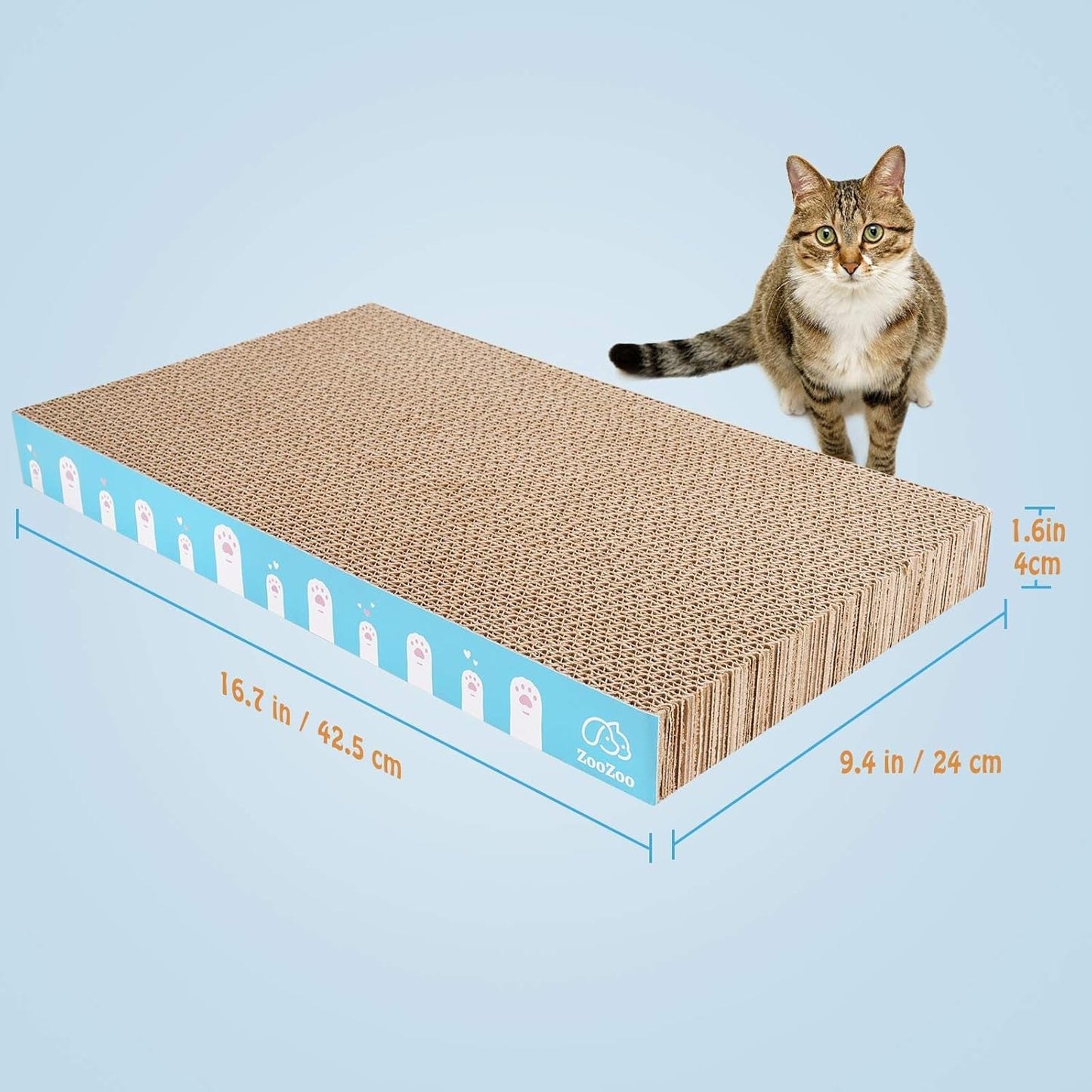 3 Pack Zoozoo Cat Scratching Board Set, Plain Cat Scratching Post Pad Made of Durable Corrugated Cardboard for Stress Relief, Pet Scratcher Fidget Toy Gift Claw Comfort