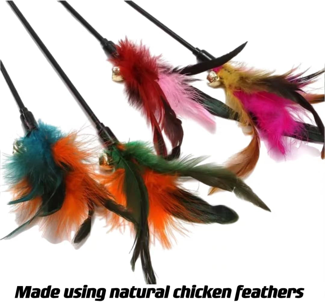 15-Pack Cat Feather Toys and Teaser Wand- Feather Toys for Cats，Cat Feather Toy, Cat Toys for Indoor Cats，Feather Stick Cat Toy Cat Teaser Wand - Feather Wand Cat Toy