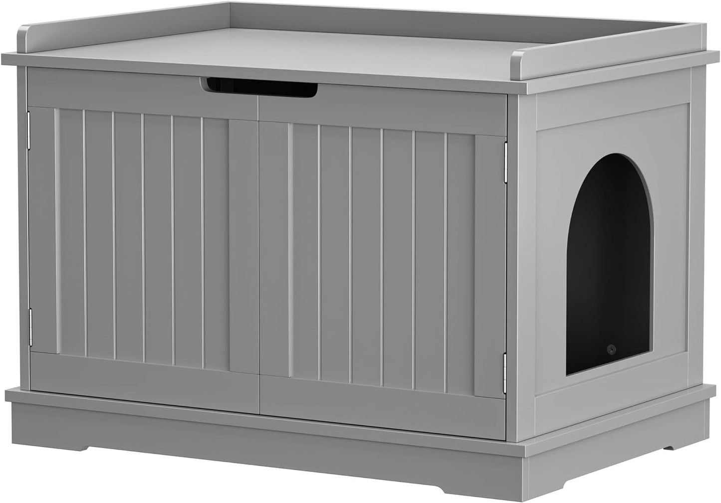 ZENY Cat Litter Box Enclosure, Cat Litter Box Furniture Hidden, Wooden Cat Litter Cabinet with Divider, Modern Cat Washroom Storage Bench，Fit Most of Litter Box, Gray