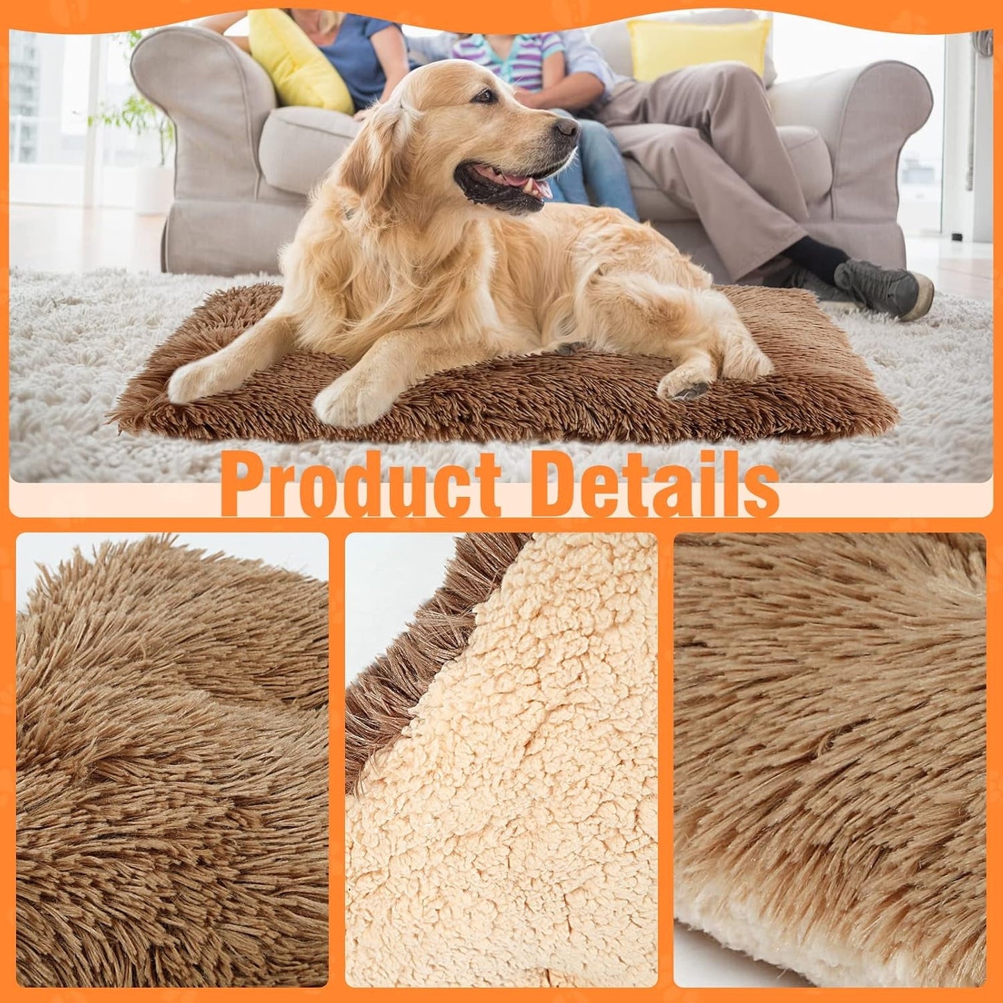 Dog Bed Crate Pad,Plush Soft Pet Beds,Double Sided Available Dog Bed Crate,Washable Dog Bed Mats for Medium Small Dogs and Cats,18"X24"